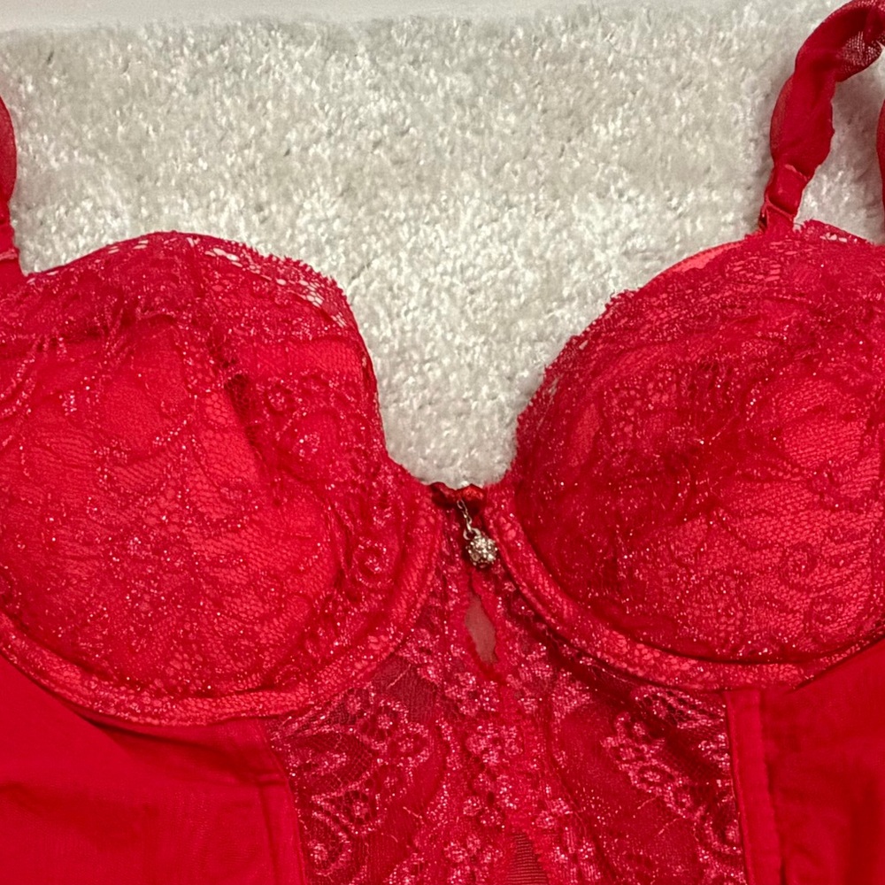 Victoria's Secret Red Lace Bustier Bodysuit - Picture 4 of 5